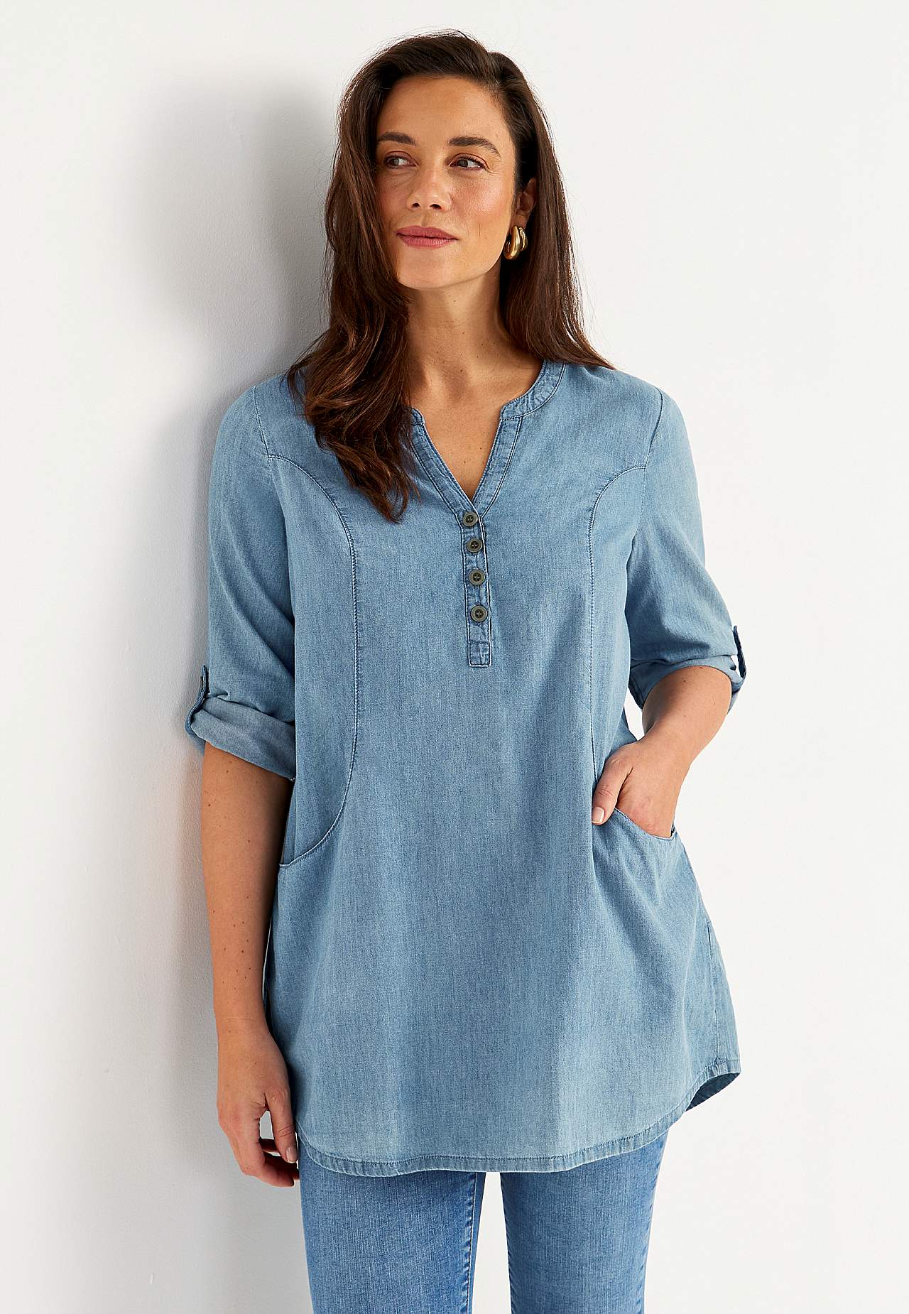 Denimtunika taskuilla tarjous