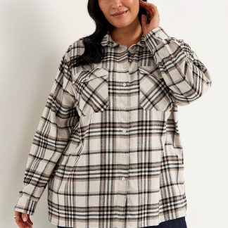 Ruudullinen naisten kauluspaita flanellista tarjous
